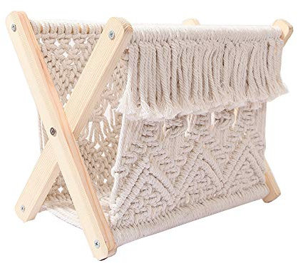 YENVWG Nordic Cotton Woven Storage Basket Knitting Folding Magazine Rack Desktop Book Shelf Photo Props