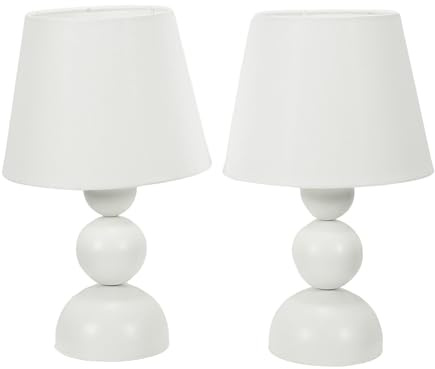 ValueLights | Pair of - Cream Stacked Base Touch Table Lamps with Tapered Fabric Lampshade Bedside Light | Table Lamps & Home Improvements Essential