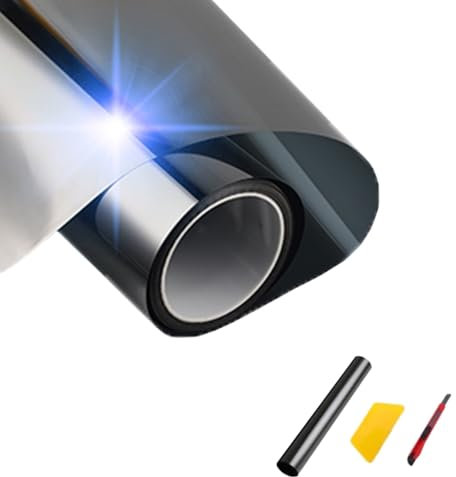 Heat Blocking Window Film, One Way Window Tint Film, Reflective Glass Tint, Non-Adhesive Static Cling, Heat Control Static Cling Window Tint Anti UV Home Office, Black, Blackout Window Film(152*800CM)