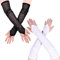 2 Pairs Rhinestone Long Fingerless Gloves, Rhinestone Fingerless Gloves, Women's 20s Sexy Sheer Long Gloves, Sparkly Tulle Sheer Gloves, Beaded Tulle Mesh Gloves, Long Evening Party Arm Sleeves