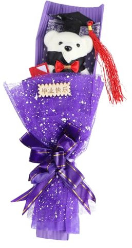 ibasenice 1Stk Strauß pummeluff Kuscheltier +Kuscheltier glückwunsch Set Weihnachten Set Hallo Kasse Blumendekorationen Hochschulabschluss Rosendekor Stoff Violett