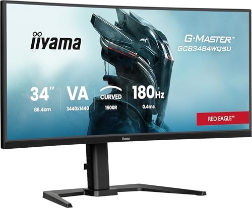 iiyama G-Master GCB3484WQSU-B1 34 Gaming Red Eagle Curved Monitor mit 180Hz Bildwiederholfrequenz & 0.4 ms Reaktionszeit