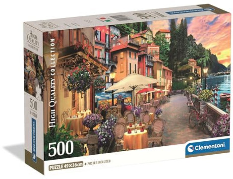 Clementoni Puzzle Collection - Lake Como 500 Stücke, Compact Box - Puzzle für Erwachsene 14-99 Jahre, Geschenk für Mann und Frau, Made in Italy, 35582