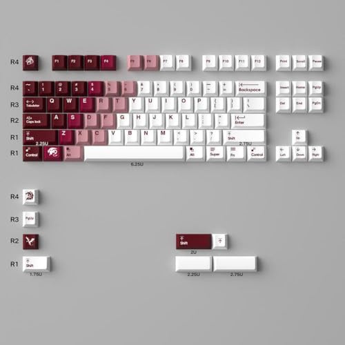 QPSJXN Profil Red Gradient Transparente Schlüsselkaps Mechanische Tastaturen kristallklarem Glanz durch Design(Red Dragon)