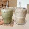 HSMHLYYB 2 Stück Glasbecher Mit Deckel Und Strohhalm, 400Ml Matcha Glas, Eiskaffee Becher, Eiskaffee Gläser, Luftdicht Wasserdicht Design, Smoothie Becher Für Saft, Wasser, Tee, Milch, Latte