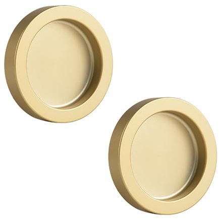 HAFRILY Lot de 2 poignées rondes pour porte coulissante - En alliage d'aluminium - Invisible - Pour vêtements, porte coulissante de salle de bain, armoire - Doré