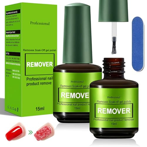 2 x 15ml Fast Gel Nail Polish Remover,Effective Gel Polish Remover,Removes within 2-4 Minutes,No Need for Foil, Soaking or Wrapping,Easily Removes Polish