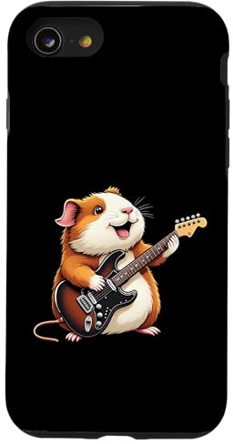 Divertente cavia che suona la chitarra elettrica amanti della musica Custodia per iPhone SE (2020) / 7/8