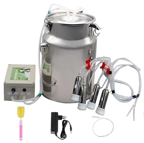 SHAHRYAR Elektrische Melkmaschine Für Schafe (5 L/10 L/14 L) Mit Impulspumpe, (2- Oder 4-Tassen-Version), Inklusive Zubehör, Für Ziegen, Kühe Und Schafe 14LCow4MilkLiners