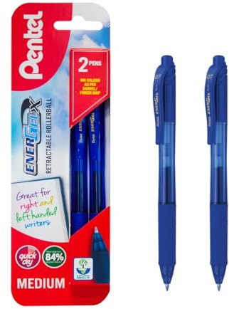 Pentel EnerGel-XBL107/2-C Tip Retractable Pen, 0.7 mm - Blue ink (1 Blister of 2 Pens)