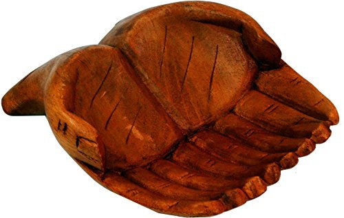 GURU SHOP Geschnitzte Hände, Holzschale Obstschale, Geschnitzte Obstschale, Holzschale, Holzteller - M5 Hand, Braun, 5x18x13 cm, Schalen