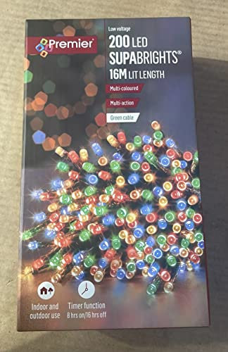 Premier Multi-Coloured 200 LED Christmas Lights Supabrights