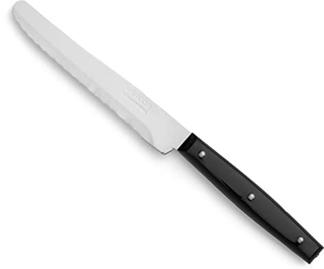 Arcos Serie Cuchillos de Mesa - Cuchillo Postre - Hoja Serrada de Acero Inoxidable NITRUM de 110 mm - Mango de Nylon Color negro