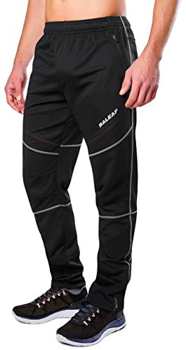 baleaf Pantalon Coupe-Vent de Vélo pour Homme Cyclisme Vetement Polaire VTT Thermique d'hiver Noir XL