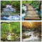 ARTland Wanddeko Glasbilder Wandbild Glas Bild Set 4 teilig je Quadratisch Natur Wald Urwald Dschungel Wasserfall Fluss Felsen Jahreszeiten S6GL