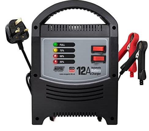 Maypole 12A Dual Voltage 12/24V Automatic Car Battery Charger Fully Automatic Float Charging Vans Motorhomes Caravans