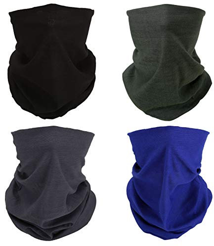 SMEHCF 4 Multifunktionstuch Gesichtsmaske Motorradmaske Sportmaske Sturmmaske Maske Halsmanschette Schal Bandana für Damen Herren Schwarz Dunkelblau Grau Armeegrün