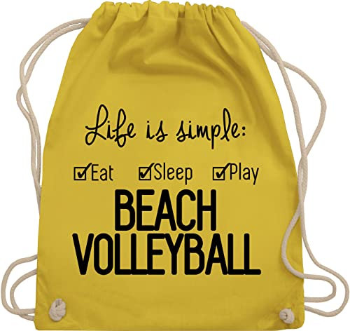 Turnbeutel Rucksack - Volleyball Geschenke Zubehör - Life is simple Beachvolleyball - Unisize - Gelb - für volleyballer volleyballtasche vollyball geschenk beach beutel volleyball-turnbeutel sport
