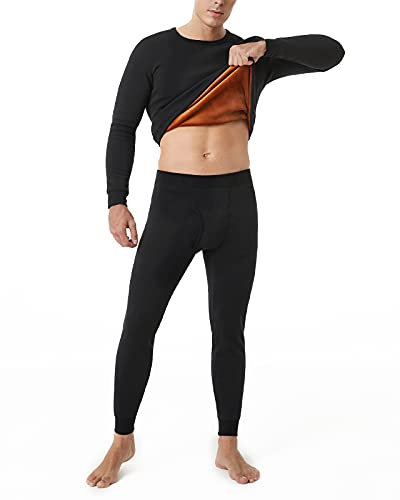 LAPASA Herren Extra warmes Dickes Thermounterwäsche Set, Samtfutter Funktionsunterwäsche, Thermooberteil & Thermounterhosen (Thermoflux Fusion M63), XXL, Schwarz