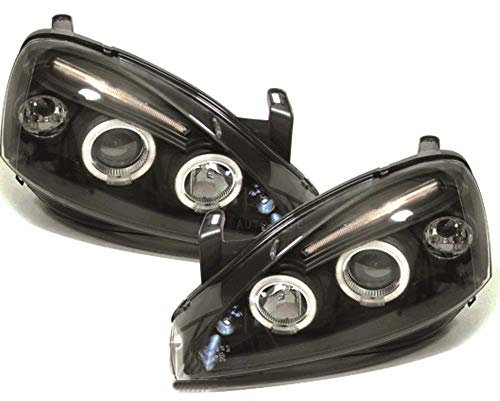 Scheinwerfer Set Corsa C 00-06 klarglas/schwarz Angel Eyes mit Blinker