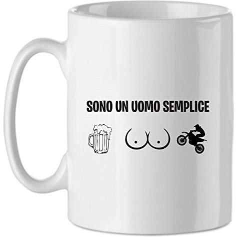 Puzzletee Tazza divertenti uomo Sono un uomo semplice - birra - motocross - passioni - idea regalo