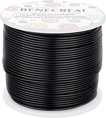 BENECREAT 68m 1.5mm Filo di Alluminio Nero Filo per Gioielli Filo Metallico per Fabbricazione Artigianale per Filo artigianale Calibro 15
