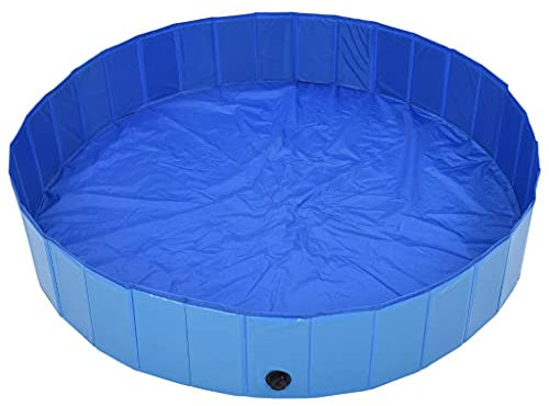 vidaXL Hundepool Faltbar Blau 160x30cm PVC Schwimmbecken Hundebad Wasserbecken