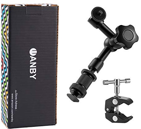 WANBY 7 Inch Articulating Magic Friction Arm & Large Adjustable Super Clamp Pliers Clip with 1/4 and 3/8 Thread for DSLR Camera Rig, LCD Monitor, LED Flash Lights (7'Arm & Clip)