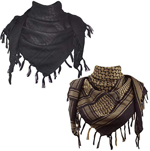 Explore Land Shemagh Tactical Desert Schal aus Baumwolle, Schwarz, Schwarz und Braun., Einheitsgröße