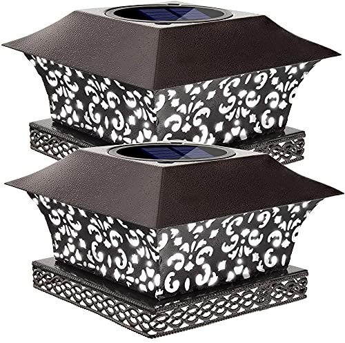 Siedinlar Solar Pfostenleuchte, Solarlampen für Außen LED mit Metall Wasserdicht Solarleuchten Garten für Terrasse Zaun 9x9 10x10 Hölzerne Pfäle (2 Pack)