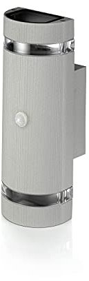 Auraglow PIR Motion Sensor Double Up & Down Outdoor Wall Security Light - Silver - Fitting Only