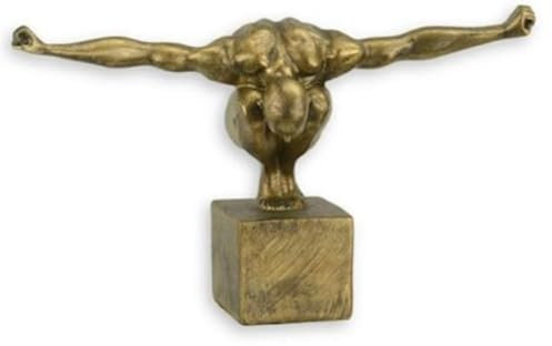 Casa Padrino Kunstharz Dekofigur Turmspringer Athlet Antik Gold 32,1 x 12,4 x H. 20 cm - Wohnzimmer Deko Skulptur - Deko Accessoires