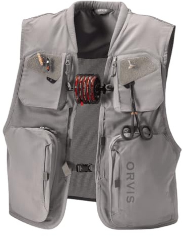 Orvis Clearwater Mesh Fly Fishing Vest – Lightweight Ripstop, 8 Pockets, Tool Docks & Padded Collar, Storm Gray - S
