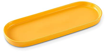 Ceramic Sink Tray, Bathroom Counter Tray, Bathtub Tray, Cosmetics Dish, Candle Tray, Perfume Shampoo Liquid Soap Tray Simple Style Design Suit for Bathroom and Kitchen (Yellow)