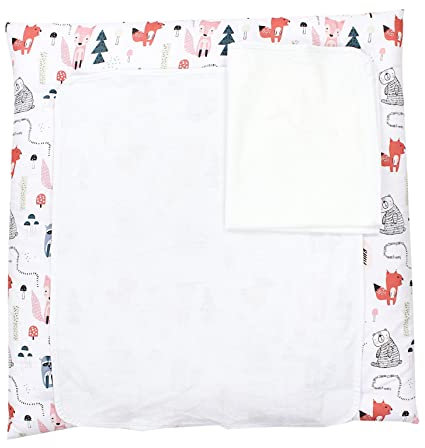 TupTam Baby Wickelauflage inkl. 2 Frotteebezügen ANK019, Farbe: Waldtiere Rosa, Größe: 70 x 50 cm