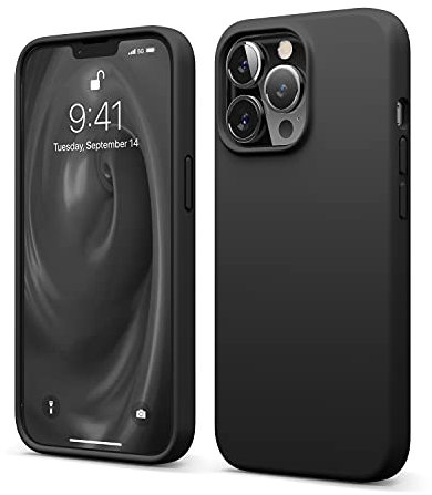 elago Liquid Silicone Case Compatible with iPhone 13 Pro Case (6.1), Full Body Protection - 3 Layer Shockproof Phone Cover, Anti-Scratch Soft Microfiber Lining (Black)