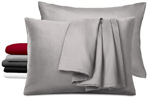 2er-Set Satin Kissenbezug 40x60 cm Dreamzie - 100% Baumwolle Oeko-TEX - Kopfkissenbezug 40x60 cm Grau - Kissenhülle 2X - Wohltaten für das Haar
