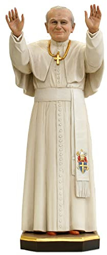 Statue Papst Johannes Paul der II H 40 cm Heiligenfigur Holz geschnitzt Holzfigur aus Ahornholz