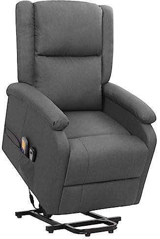 vidaXL Massagesessel, Elektrischer Sessel mit Aufstehhilfe, Relaxsessel mit Liegefunktion Vibrationsfunktion, Verstellbarer Fernsehsessel Aufstehsessel, Dunkelgrau Stoff