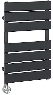Milano Lustro 400W Anthracite Flat Panel Electric Heated Towel Rail Thermostatic - 600mm x 400mm