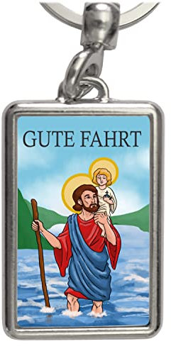 speecheese Gute Fahrt Schlüsselanhänger mit dem Heiligen Christophorus als Glücksbringer für den Schüsselbund oder Autoschlüssel damit man keinen Unfall baut und auf der Straße sicher ist