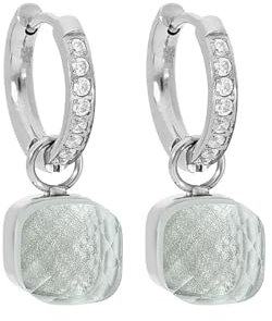 Qudo Firenze deluxe Creolen Edelstahl mit Zirkonias (white topaz)