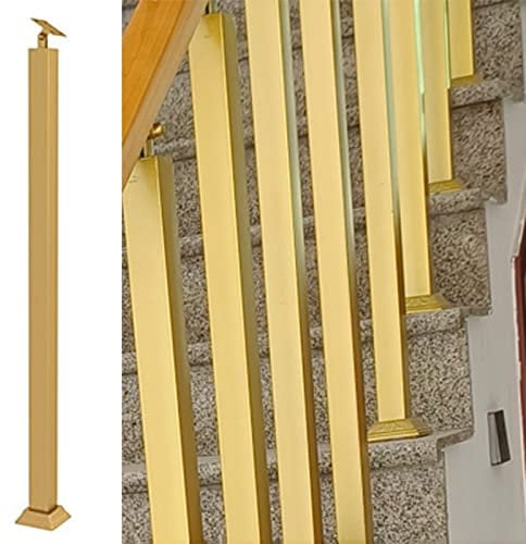 INKCOR Porch Steps Balustrade Post, Iron Railing System Kit For Deck Stairs/Loft Ladders, Golden Fence Posts, Tall 95cm 115cm 120cm (Size : 105cm/41.3 inch)