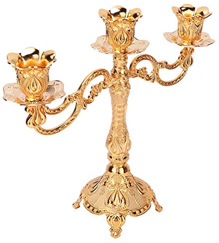 TOTITOM Metal Kerzenhalter, Goldener Dekorativer Kerzenständer, Klassischer Metall-Kerzenständer, Goldene Stabkerzen Für Hochzeitsveranstaltung Home Hotel Dekoration Tisch Deko, Gold