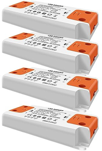 LED Trafo LED Transformator 1-15W 230V auf 12V LED-Treiber Netzteil, kein LED-Flimmern, kein Transformator-Rauschen, LED Niedervolttrafo für G4 MR16 GU5.3 LED Halogen, 4er Pack