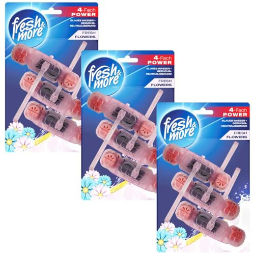 Fresh & More WC-Stein Duft-Blauspüler Antibakteriell 9x 50g Toiletteneinhänger (Fresh Flowers)