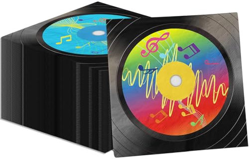 Rock-and-Roll-Party-Servietten, Rock-and-Roll-Musik-Party-Dekorationen, Schallplatten-Themenservietten, Papierservietten für Rockmusik, Geburtstagsparty, DJ-Partyzubehör, 40 Stück