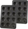 Sinsanye 2 Stück Mini Muffins Backform, Mini Muffinform für 12 Tassen, Antihaftbeschichtete Backblech für Muffins, Backformen-Zubehör zum Backen von Cupcakes, Muffins, Brownies, 30 x 20 cm(Schwarz)