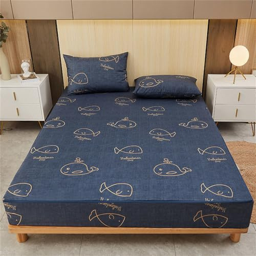 Morbuy Coprimaterasso Impermeabile Matrimoniale Traspirante con Cerniera Microfibra Extra-Morbida e Biestensibile Coprimaterasso (150x200x25cm,Balena)