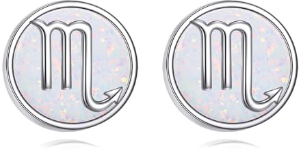 Sternzeichen Ohrringe für Damen Mädchen 925 Sterling Silber Konstellation Ohrstecker Weißer Opal Sternzeichen Schmuck Geschenk (Skorpion (10.24-11.22))